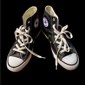 Chuck Taylor, Converse, Hi-top, Black, Patent, Mens 6, Women’s 8